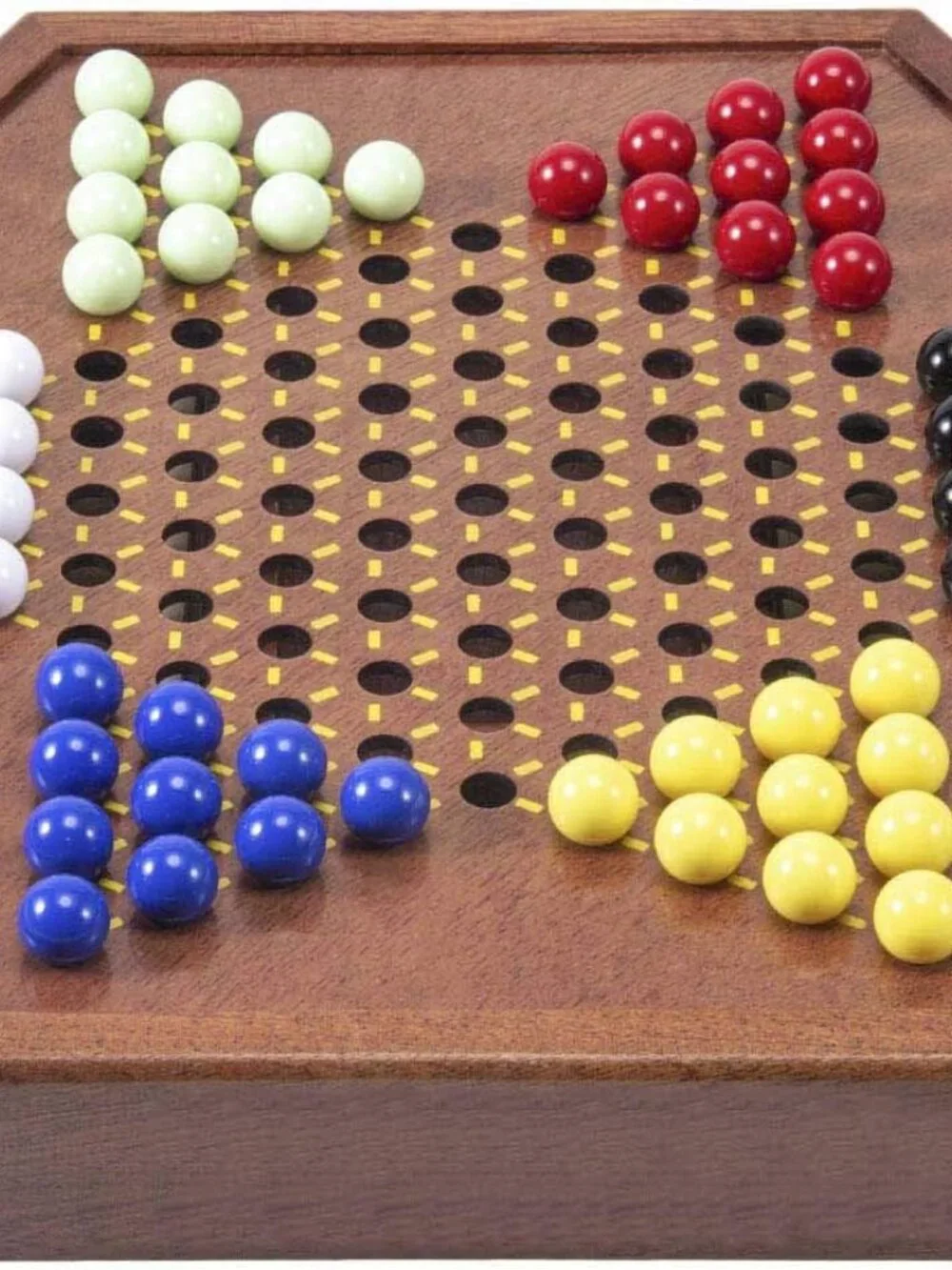 AMEROUS 12.5 inches Wooden Chinese Checkers Set with Storage Drawer - 60 Acrylic